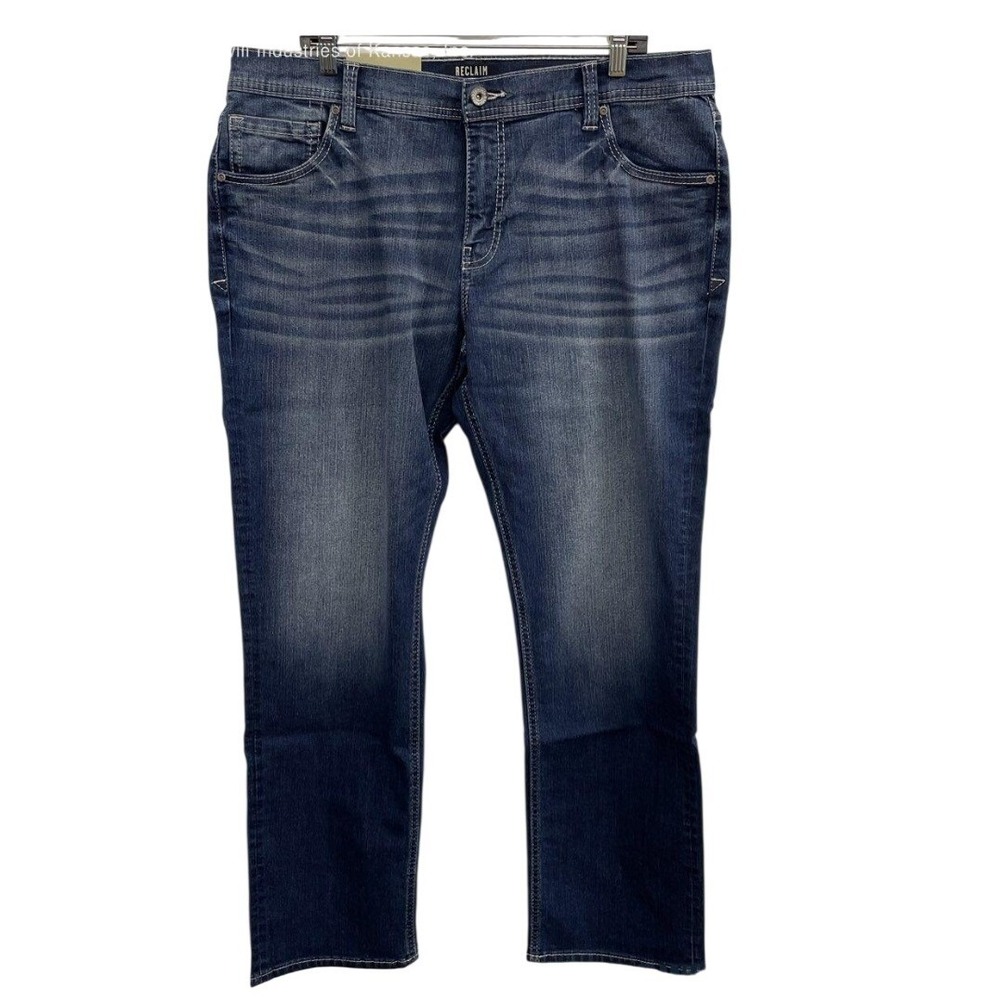 Reclaim Regular Straight Blue Denim Jeans Mens 38x32 Dark Wash Stretch Cotton